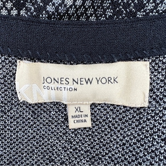 XL Vintage Jones New York Black Grey Snakeskin Print Cardigan Sweater Knit - Picture 6 of 9